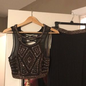 Formal two piece dress. gown length skirt